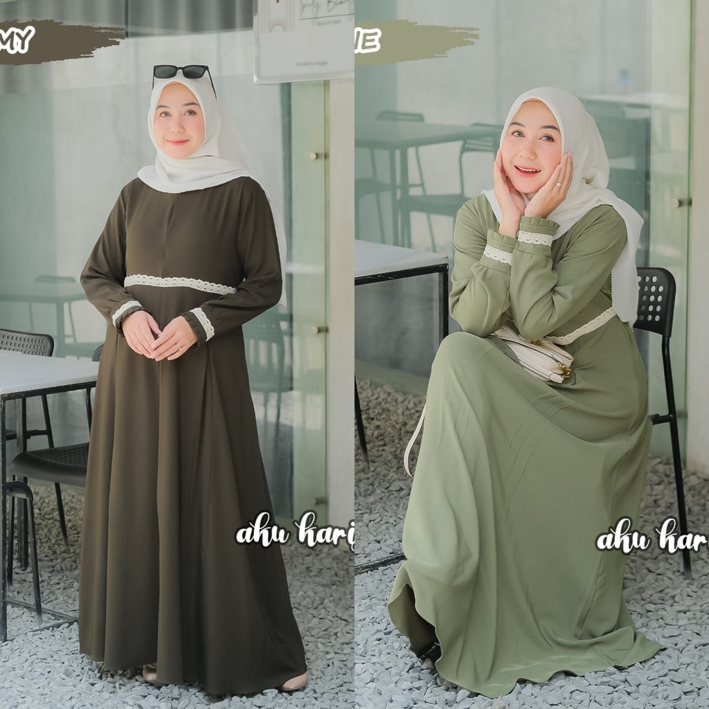 GAMIS Lavina AKU KARISSA shakila renda polos dress wanita terbaru