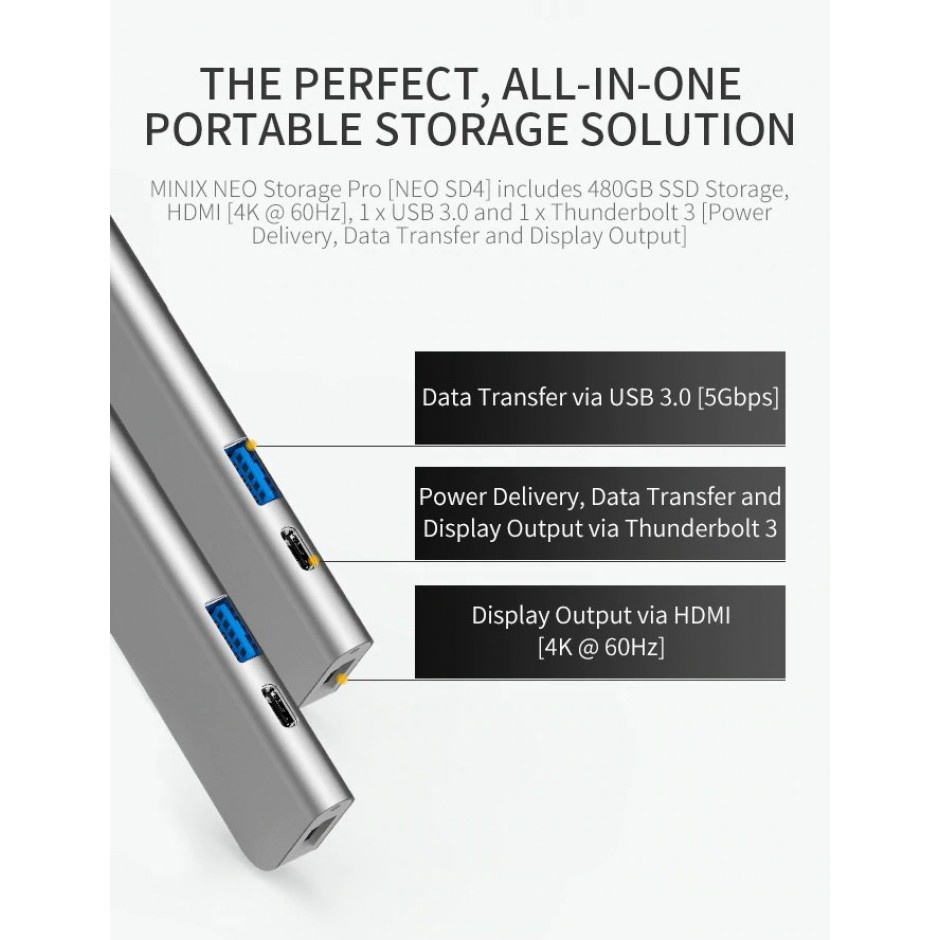 764 MINIX NEO STORAGE PRO SD4 - USB-C Adapter with 480GB SSD for MacBook