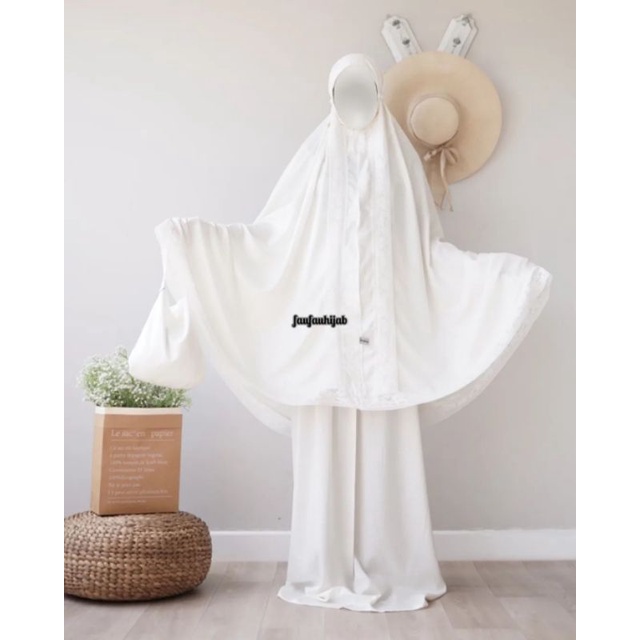 Mukena Faufau hijab Selma Klasik Limited Edition renda cantik (Tali karet)