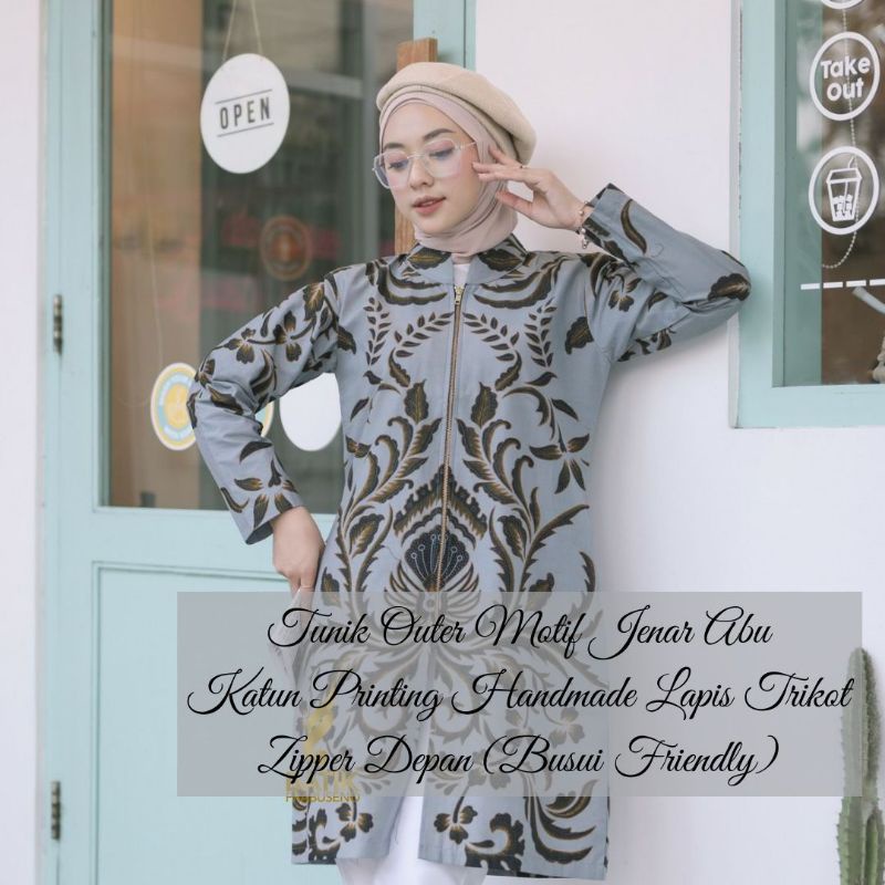 PRABUSENO // Tunik outer batik wanita motif jenar tunik batik kerja outer batik modern by batik prab