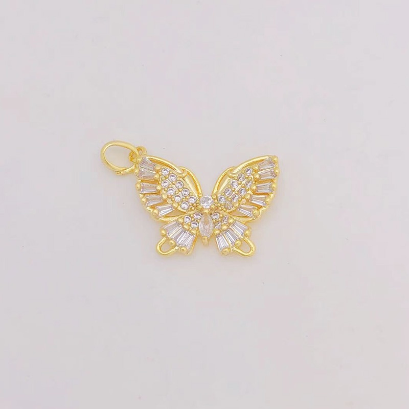 1pc Liontin Kalung / Gelang 18K Gold Bentuk Angsa / Bulan / Butterfly / Bunga Hias Berlian DIY