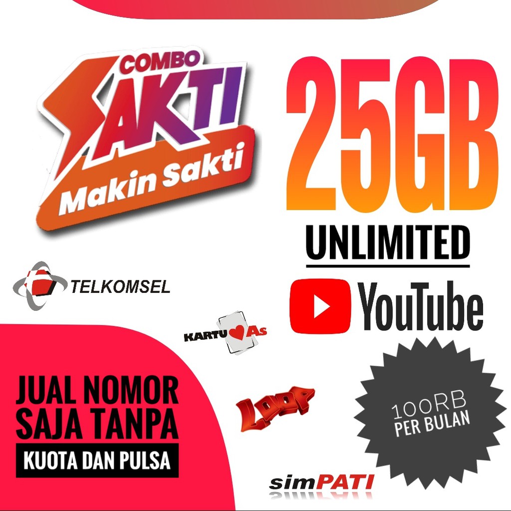 Kartu Sakti Combo Telkomsel 4G LTE Paket Muran Nomor Perdana Prabayar As Simpati Loop Cantik Nomer