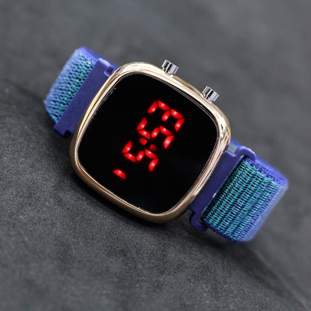 Jam Tangan LED Unisex Pria Wanita Unisex LED Watch Strap Kanvas / Nilon  Canvas Oval Premium Quality