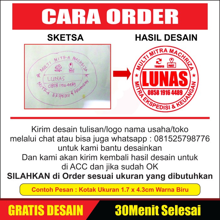 Menyurat-Surat- Stempel Warna Otomatis/Flash/Custom/Murah/Nama/Lunas/Dokter - Kecil 1Warna -Surat-