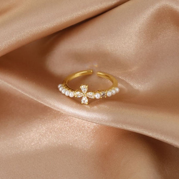 cincin simpel pearl flower simple jci082(1G3)