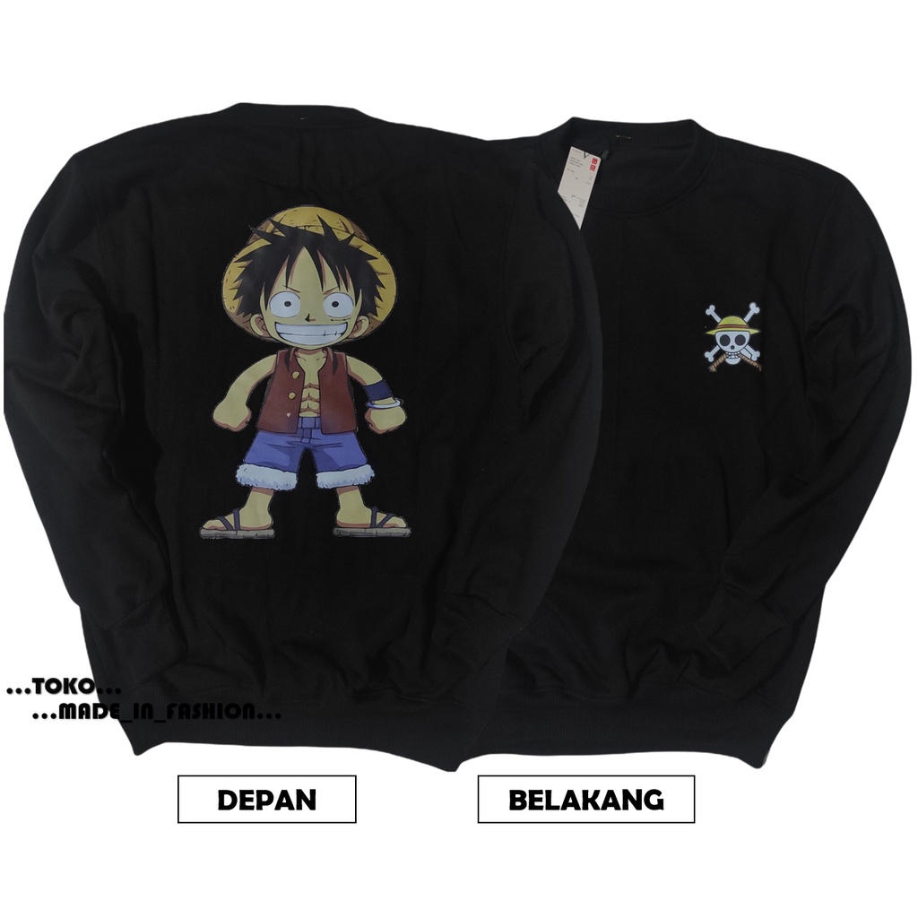 Sweater Crewneck Luffy One Piece / Sweater Crewneck Anime One Piece Bahan fleece Tebal Dan Bisa Bayar Di Tempat