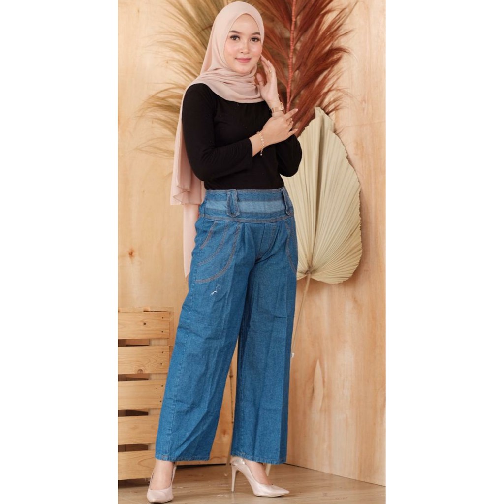 Kulot jeans fitri pjg 92 cm lp 60 s d 100 cm yg biasa Kulot jeans fitri pjg 92 cm lp 60 s d 100 cm yg biasa