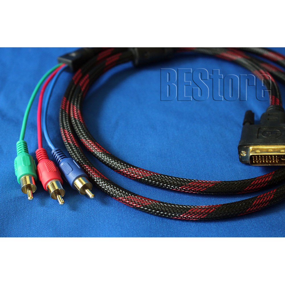 Konverter DVI (24+5) to 3 RCA Zikko converter high speed cable, bonus DVI to VGA