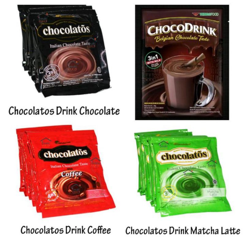 

Chocolatos Drink Minuman Serbuk Coklat / Matcha / Coffee / Belgian / Italian Choco Drink