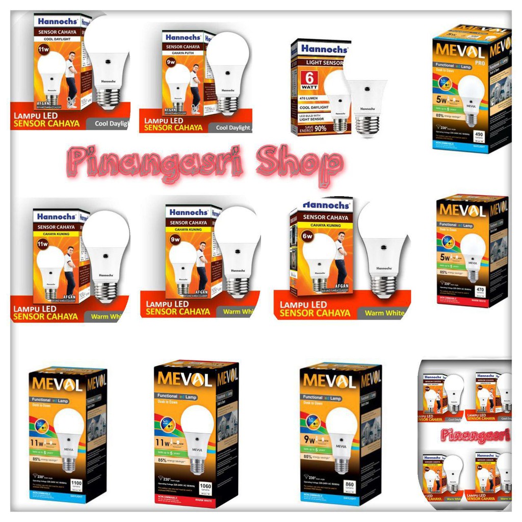 Lampu LED Sensor Cahaya 5 6 9 11 Hannochs Watt Light Sensor 5w 6w 9w 11w Meval Hannoch Putih KUNING