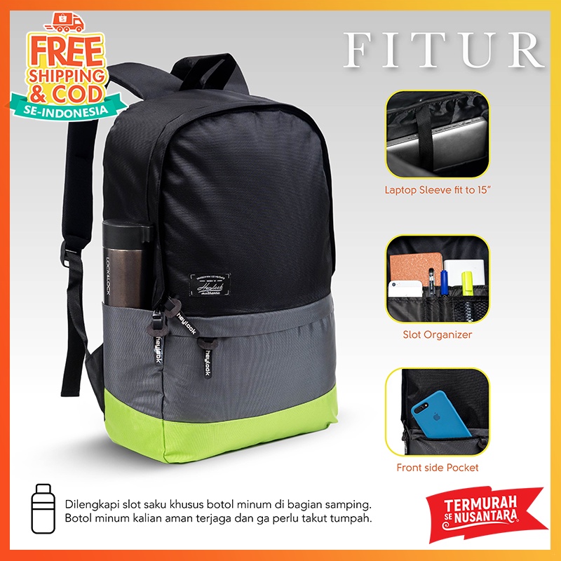 [BISA COD] Tas Ransel Pria Backpack Traveling Outdoor Punggung Ransel Laptop Kuliah Cowok Sekolah