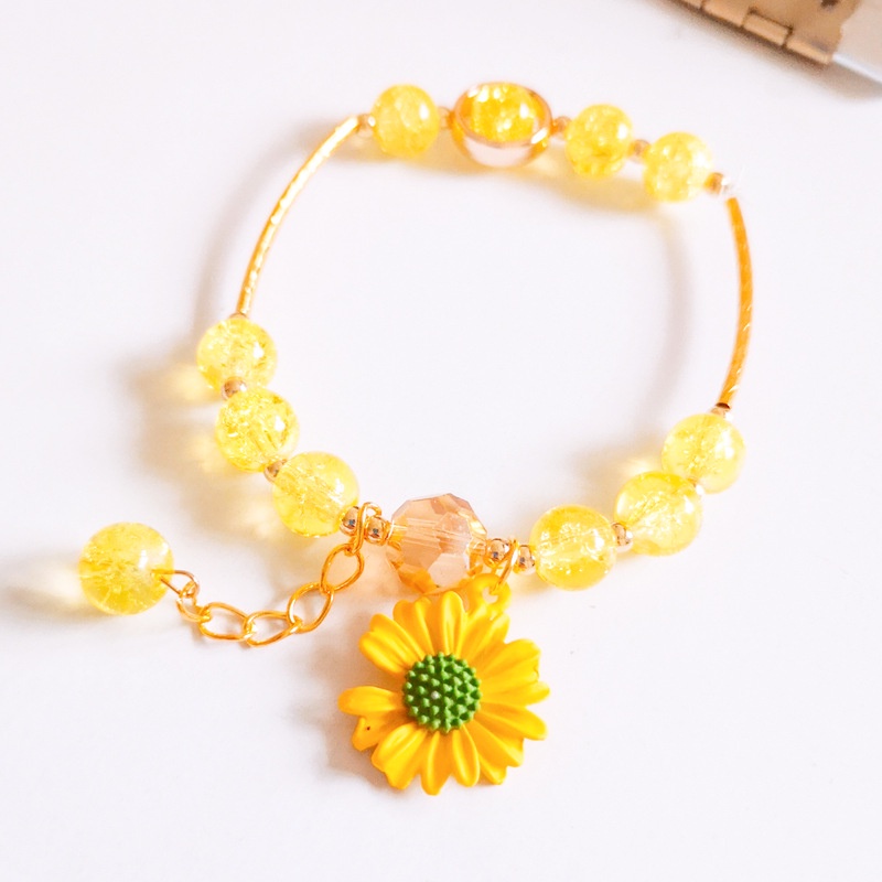 Korean Crystal Daisy Flower Tassel Bracelet Women Girl Bracelets Jewelry Accessories