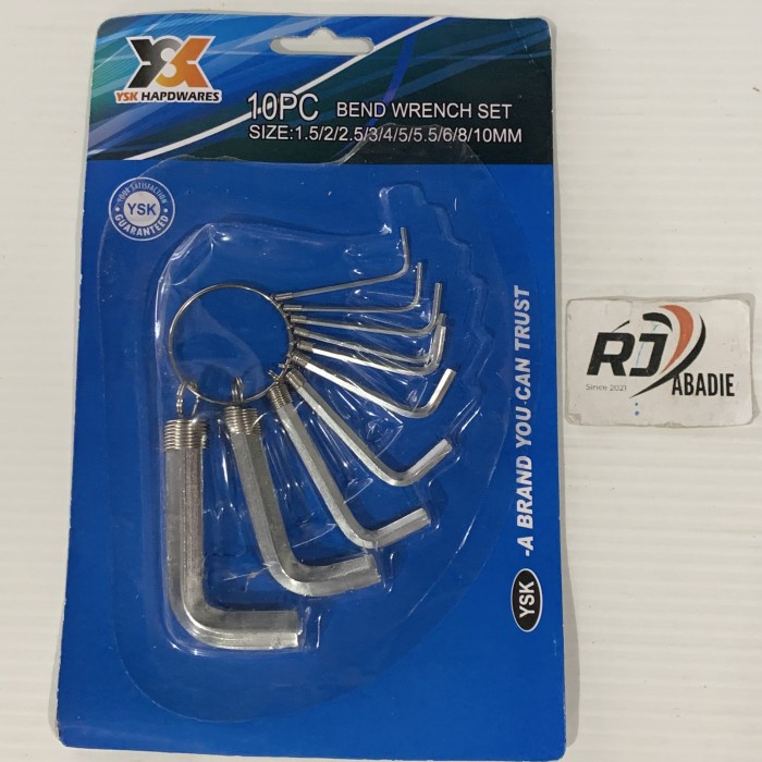 [24SET] Kunci L 10pcs Putih Bend Wrench Set Chrome YSK 2100