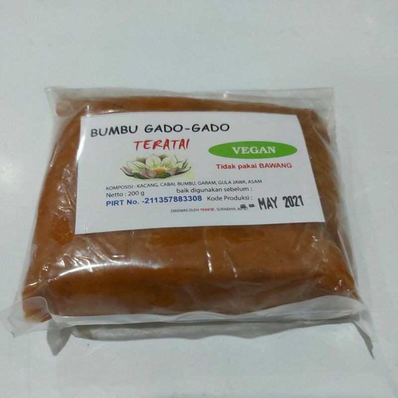 

BUMBU GADO GADO, NON BAWANG, VEGAN, 200g, TERATAI