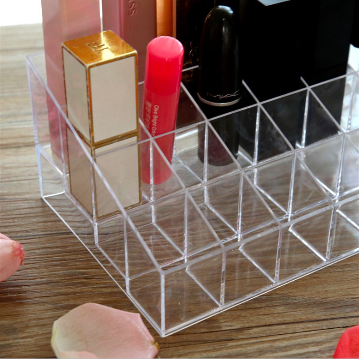 Rak Lipstik Organizer Akrilik Kotak Penyimpanan Lipstick Make Up Organizer Kosmetik