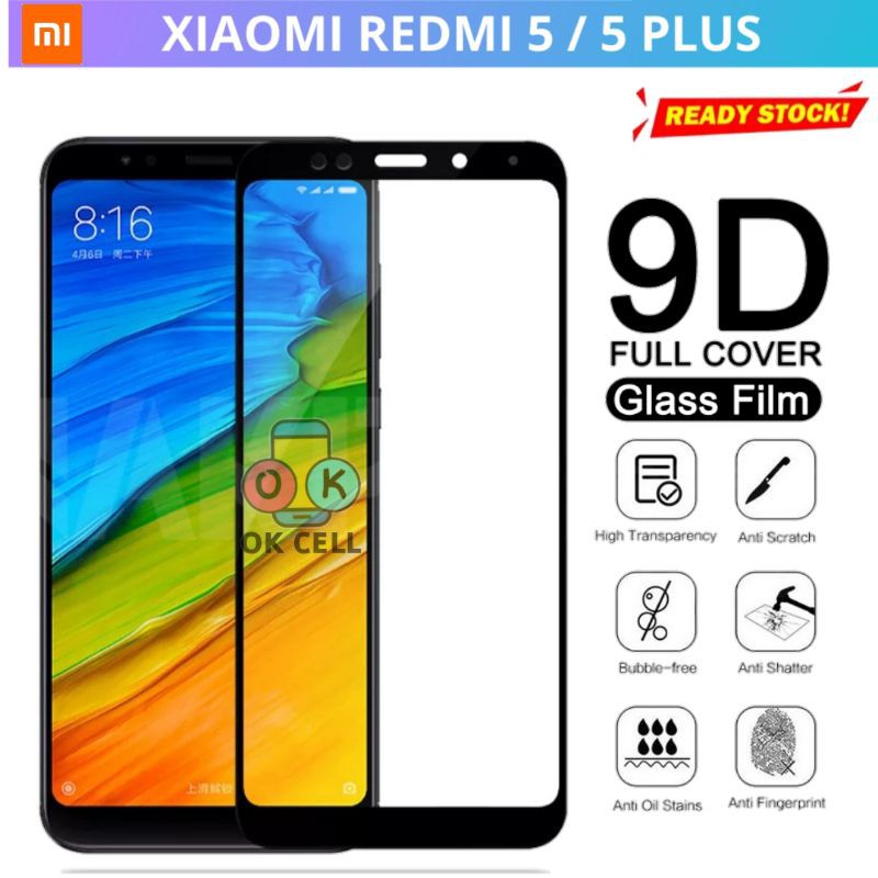 Tempered Glass 9D 5D Full Layar Xiaomi Redmi 5 / 5 Plus - TG Anti Gores Kaca Redmi 5plus Premium