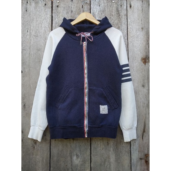 zip hoodie thom browne 4 bar navy and white size M second original