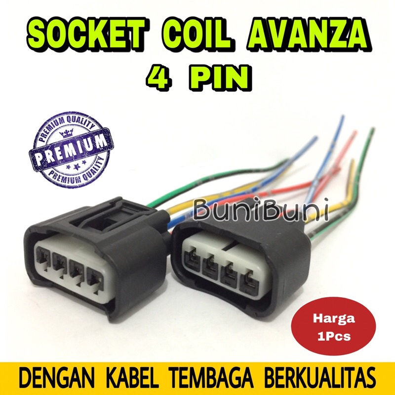 Socket Soket Coil / Koil Mobil Avanza / Xenia / Innova / Rush / Terios / Vios / Granmax Dengan Kabel Tembaga