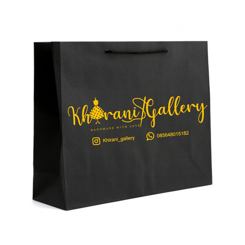 

PAPERBAG HITAM SHOPPING BAG GOODIEBAG TAS KERTAS plus Sablon 2 sisi