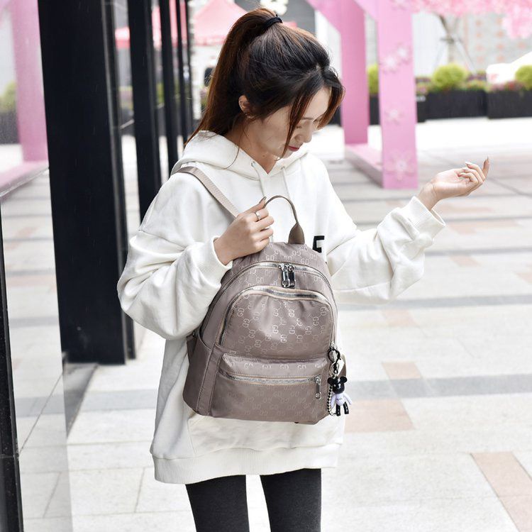 BJ16055 - BLACK/KHAKI/PURPLE - TAS RANSEL PUNGGUNG NYLON WANITA FASHION IMPORT MODIS ELEGAN TERMURAH TERLARIS TERBARU BAGSTORE JAKARTA TAS BATAM ELJ6055 BQ3356