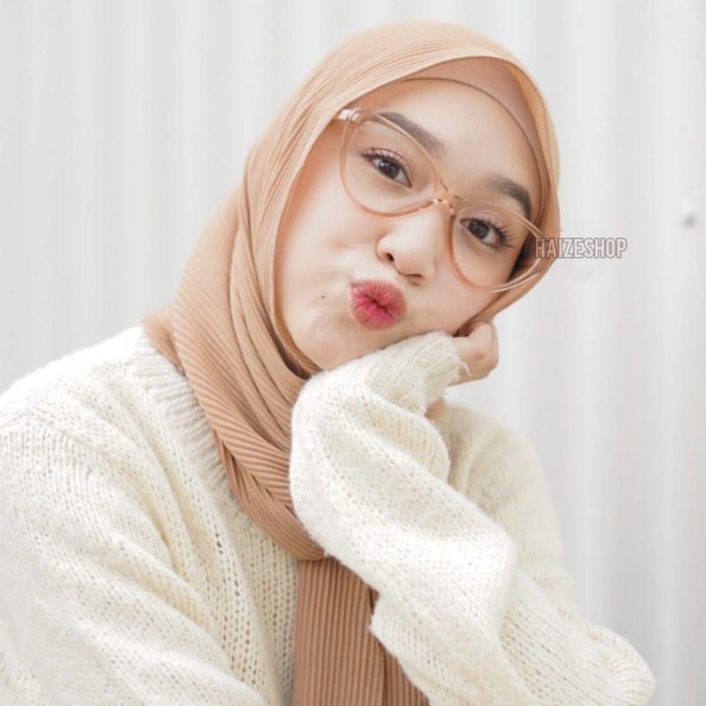 Haizeshop Kacamata Cat eye Anti Radiasi Bahan Platik Lucu Gratis Minus -P59