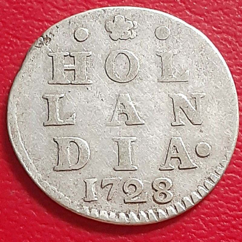 Uang Koin Perak Kuno 2 Stuivers Hollandia Tahun 1728 Silver Coin