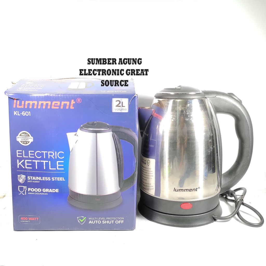 Lumment KL601 Electric Kettle Teko Listrik 2L Otomatis Mati Stainless Steel 400W