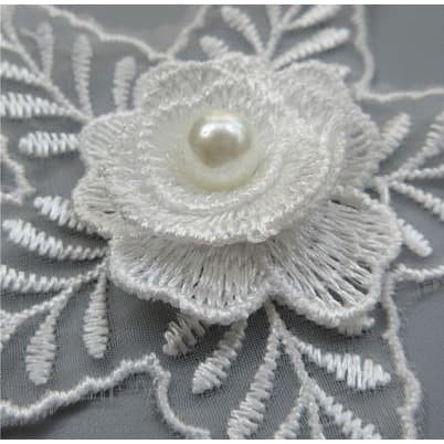 Lace Patch - White Flower Beading #31 (5pcs)