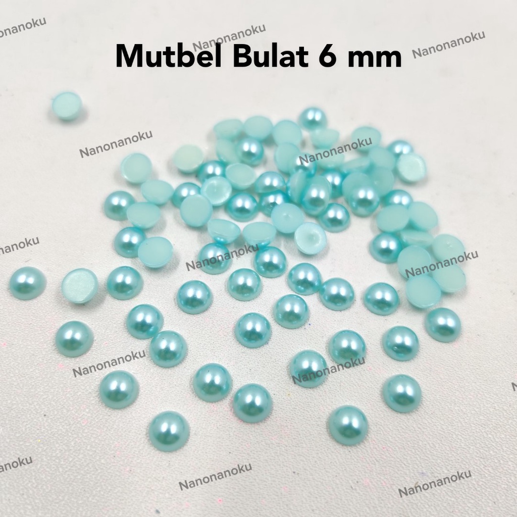 [100 buah] Mutbel BULAT 6 mm / Mutiara Belah / Half Pearl Tempel Warna