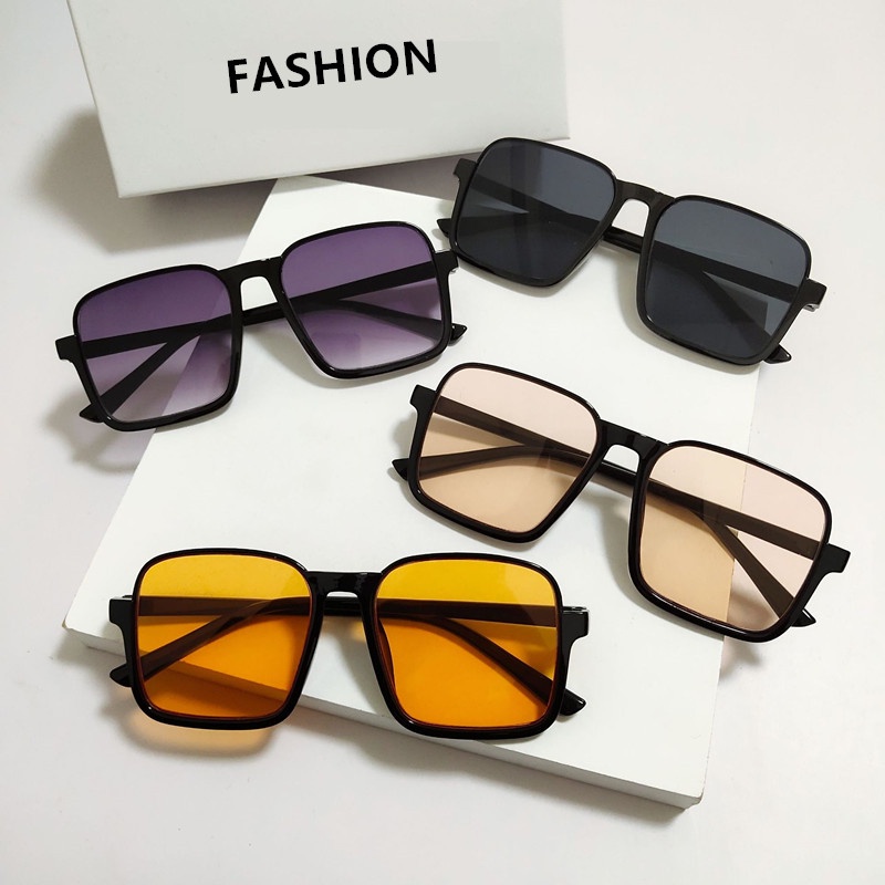 Papaozhu Ins Hot Semi Rimless Big Square Frame Sunglasses Untuk Wanita Gadis Chic Perjalanan Luar Ruangan Nuansa Kepribadian Mengemudi Kacamata Perhiasan Trendi