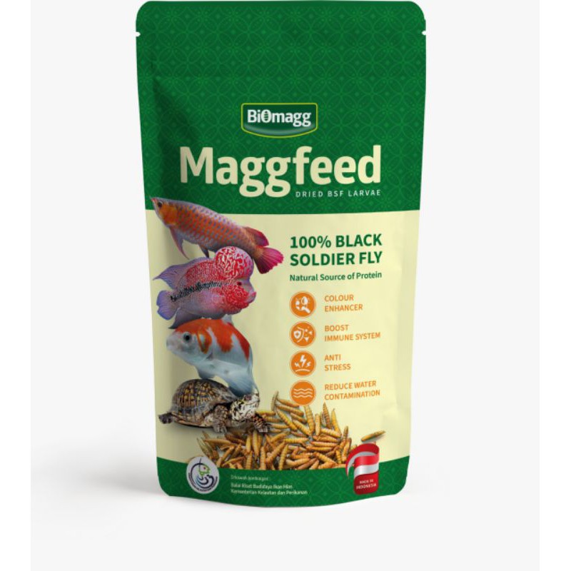 Maggfeed - Makanan Pakan Suplemen Ikan Hias Ternak Maggot Kering Larva BSF