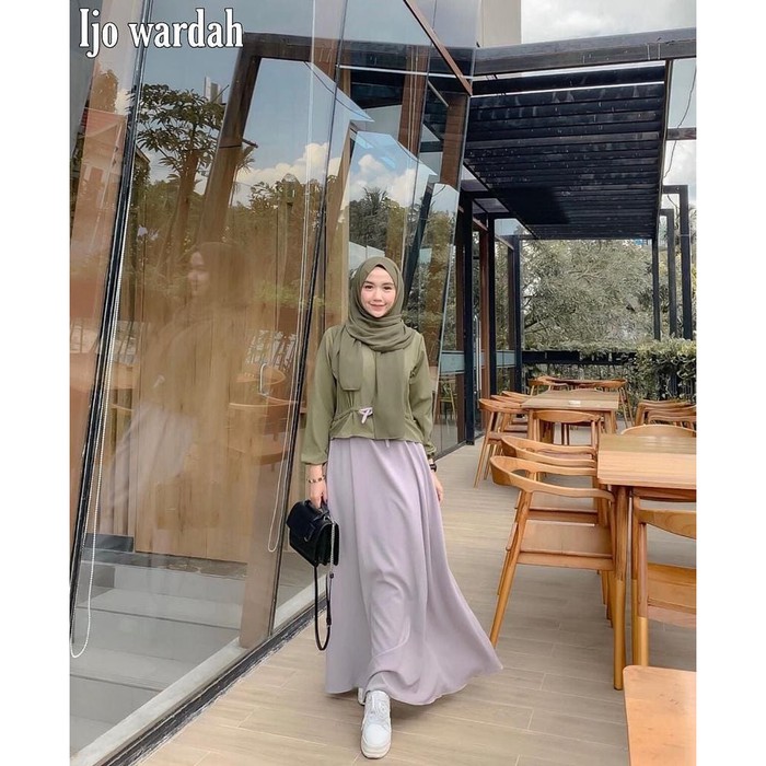 Baju Muslimah Dress Wanita/ BINA DRESS / Dress TerMurah - Hijau Wardah