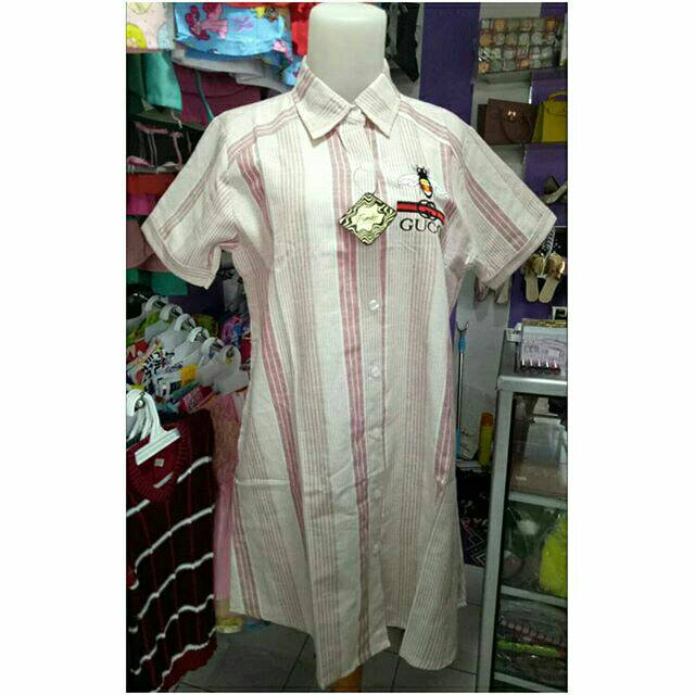 PROMO KEMEJA GUCCI SALUR LENGAN PENDEK / ATASAN WANITA / BAJU WANITA MODERN
