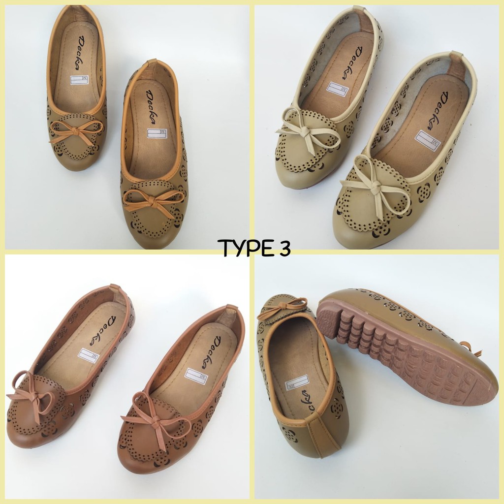 Sepatu Flat Shoes Ibu Dan Anak Size 26-40  Model Pita Depan Reject Layak Pakai [SEPATU REJECT]