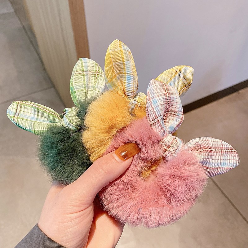 IKAT RAMBUT SCRUNCHIE BULU LEMBUT KARET CEPOL WANITA RASFUR ALA KOREA