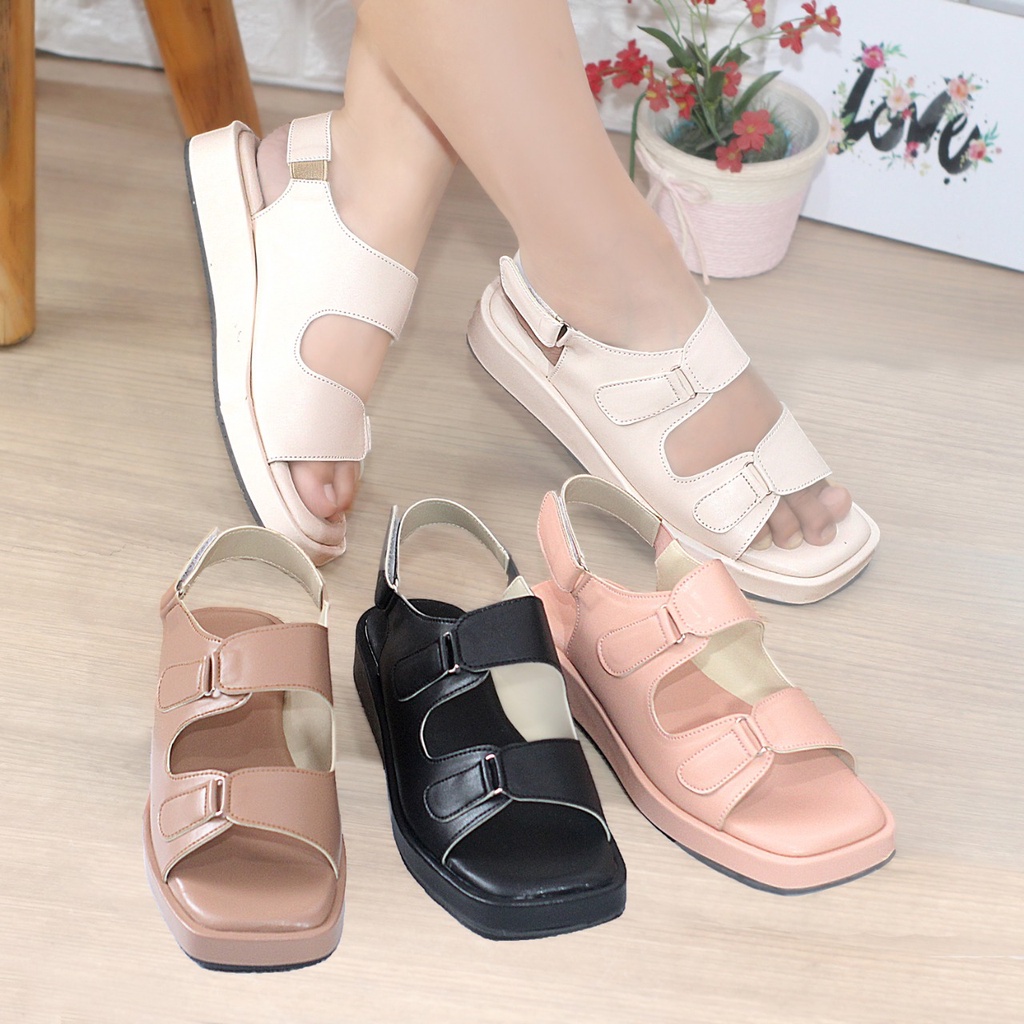 Sandal wanita korean terbaru puffy platform - QUEEN