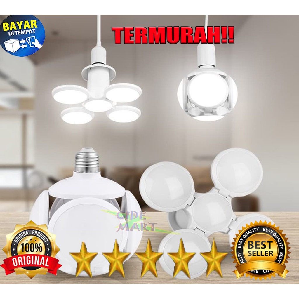 Lampu Bohlam LED Football 40W E27 Lipat Fan Blade Bulb White Lamp Putih Unik Ufo 40 Watt Sepak Bola