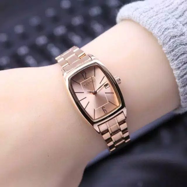 Jam Tangan Wanita Fashion Korea Style Guess Oval Tanggal Aktif GS-70 stainlist