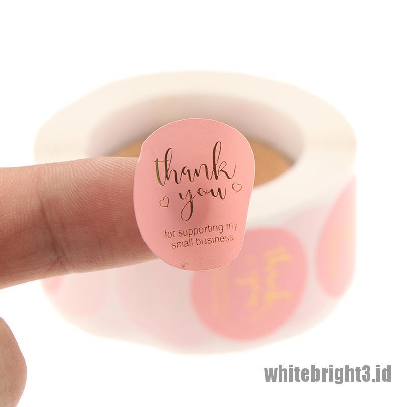❤White3 Warna Putih❤ 500pcs Stiker label Segel Tulisan Thank You Warna Pink