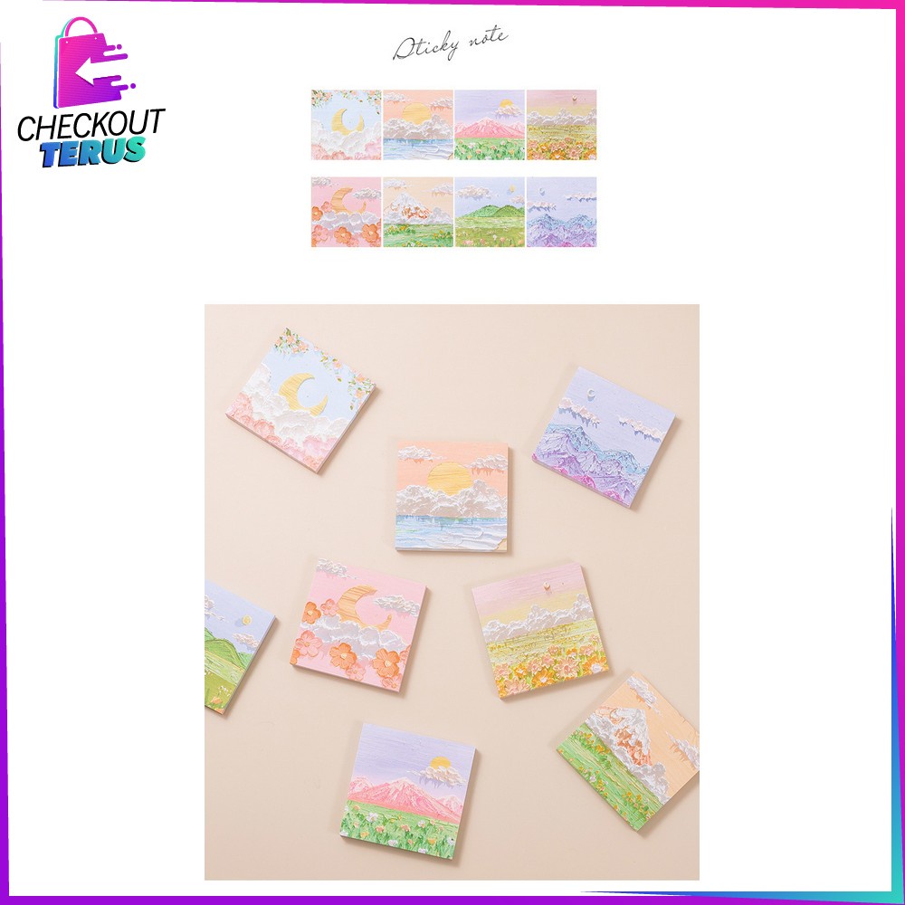 CT A37 Memo Tempel Notes Pemandangan Motif Alam Indah Memopad lucu Aesthetic Sticky Notes Memo Sticky Note