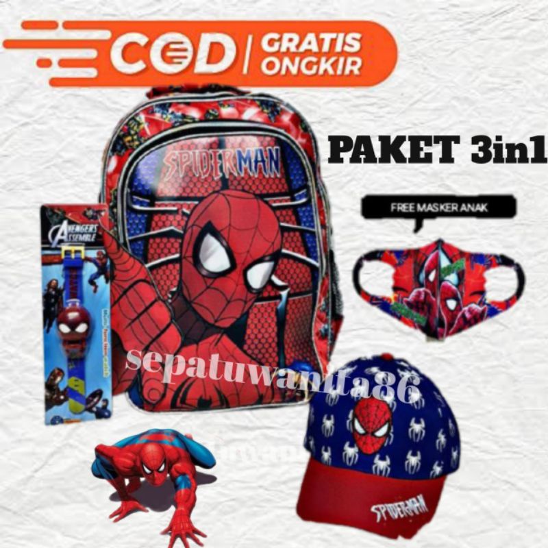 Tas ransel anak SD Tas anak sekolah motif superhero Boboboy Batmean