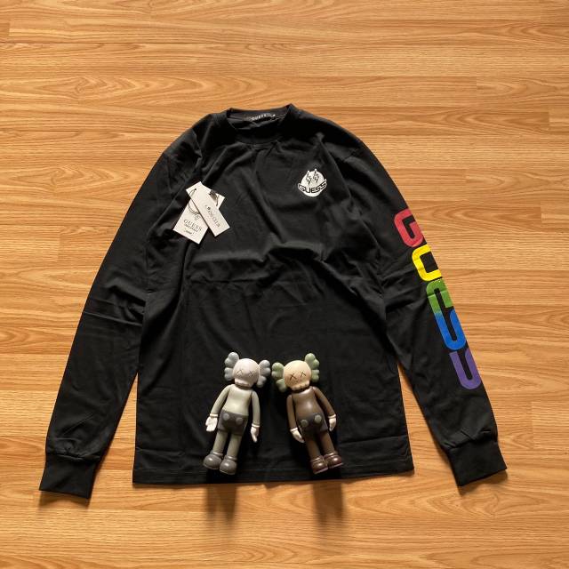 LONG SLEEVE KAOS  GUESS  LOGO THUNDER BLACK UNISEX Shopee 