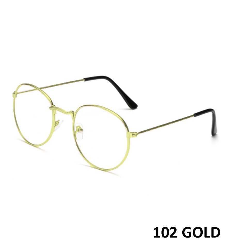 •OKEY BELI•KC103 Kacamata Wanita Lensa Rangka Transparan Retro Vintage Metal Frame Eyeglasses cod-GOLD