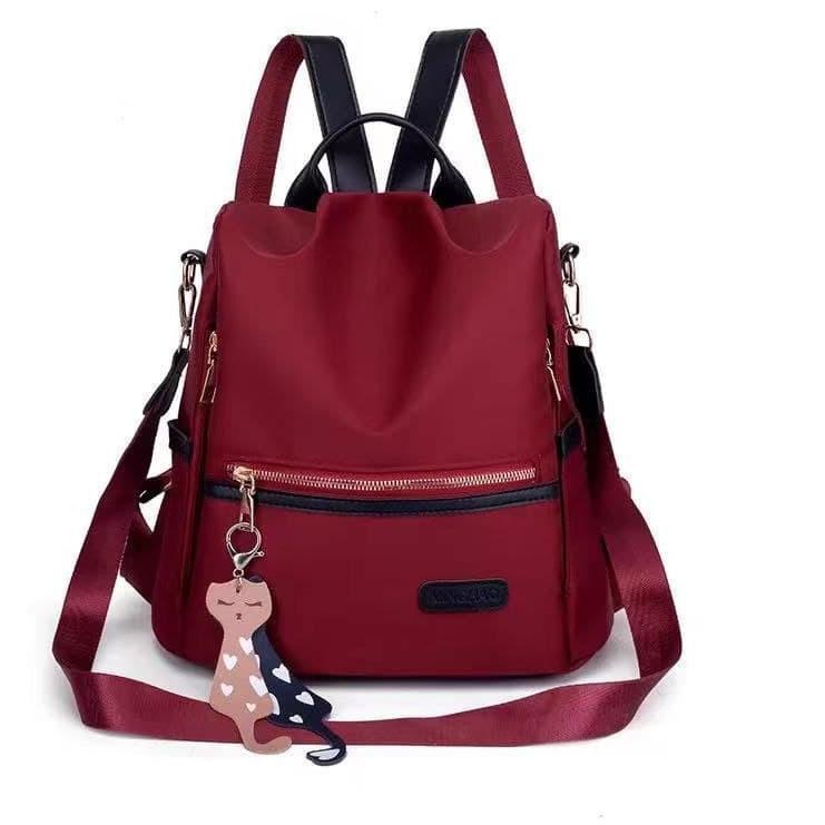 ONLINESAYA - TAS RANSEL ANTI AIR STEIN TA126B5 BACKPACK PINK MOTIF KUCING WANITA HITAM [TPA.10Jn22l]