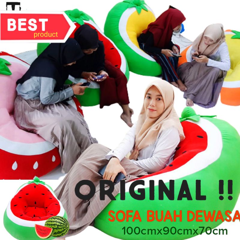 sofa karakter buah dewasa / sofa buah / jumbo / promo besar / kain halus isi super empuk ORIGINAL ha