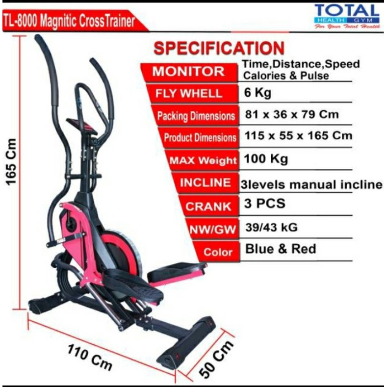 standing eliptical tl 8000