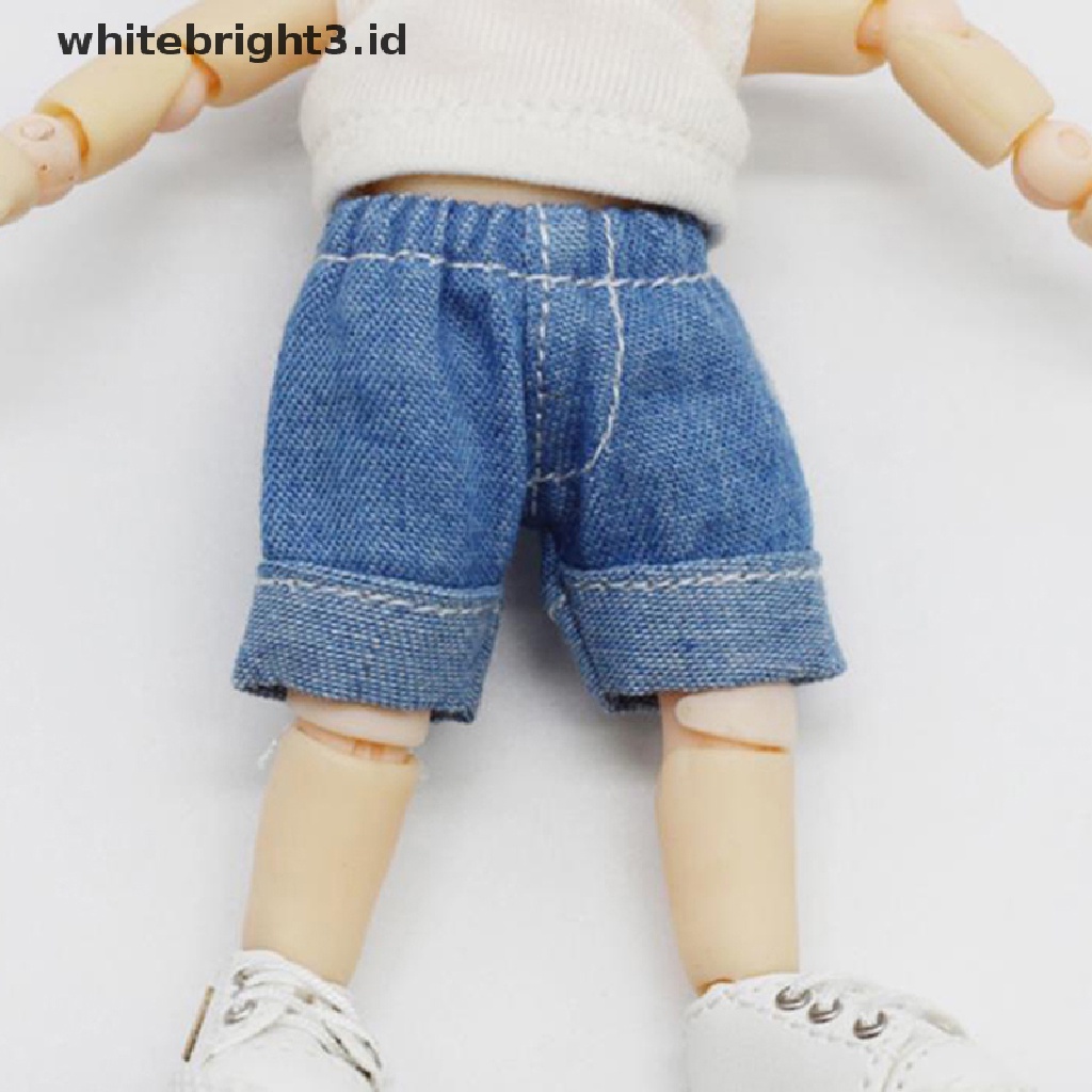 (whitebright3.id) Celana Pendek Jeans Untuk Aksesoris Boneka OB11 Skala 1: 12