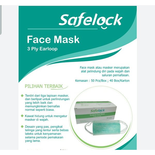 Masker Medis Murah Merk Safelock Earloop Kualitas Bagus