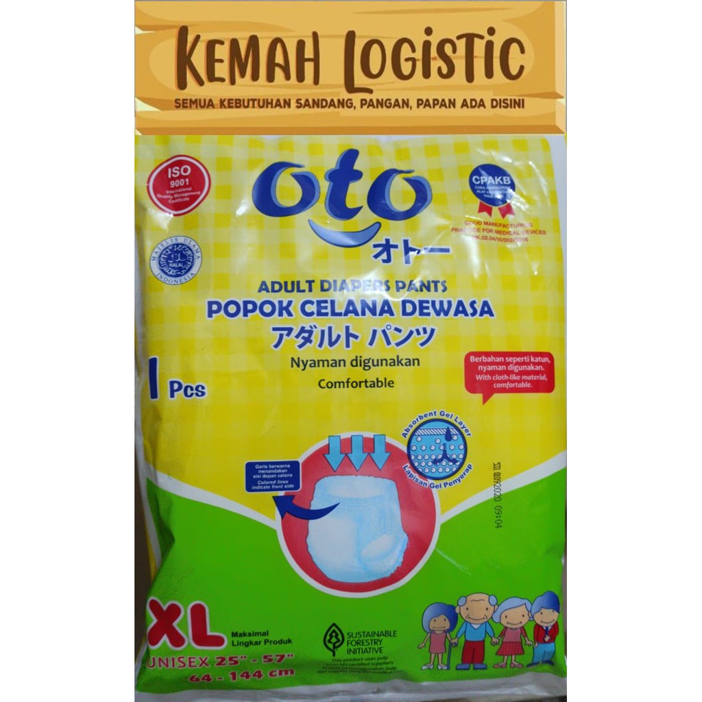 OTO PREMIUM POPOK DEWASA CELANA ADULT DIAPER PANTS SIZE XL ISI 1 ukuran pinggang -64cm-144cm PROMO