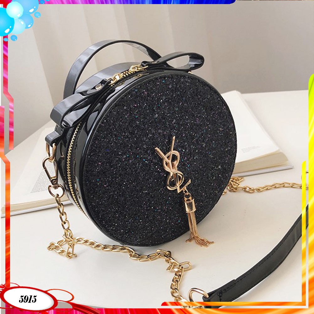 ZC5915 1KG BISA 2TAS TAS SELEMPANG BULAT MOTIF YSL TAS PESTA ELEGAN BY TAS BATAM OFFICIAL SHOP